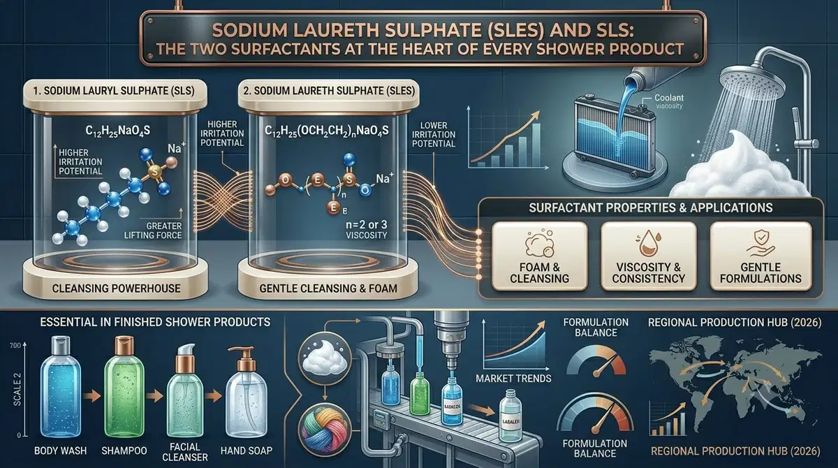月桂基硫酸钠 (SLES) 和 SLS:两种表面活性剂是每种淋浴产品的核心